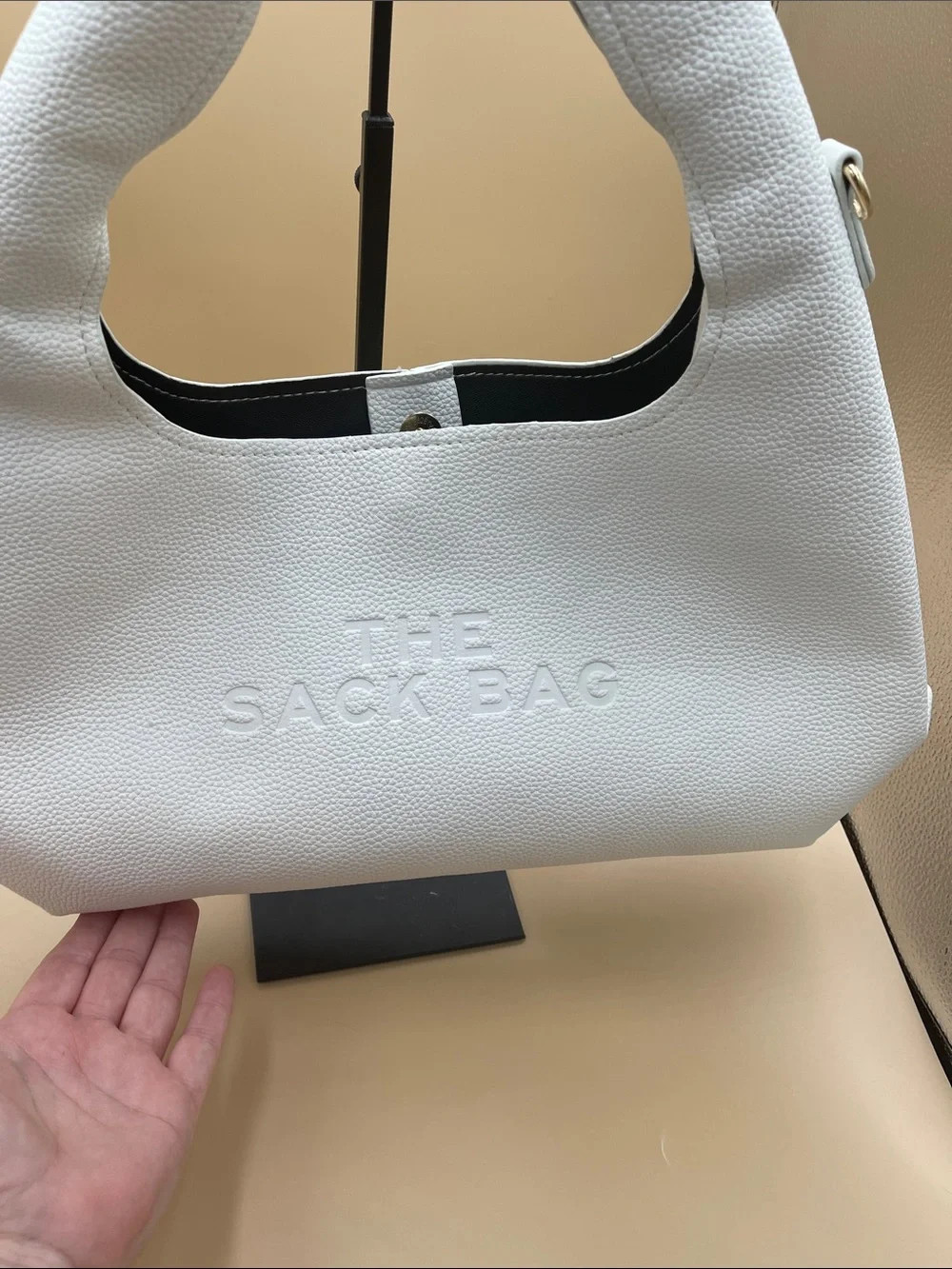 White Women’s Hobo Tote Faux Pebbled Leather